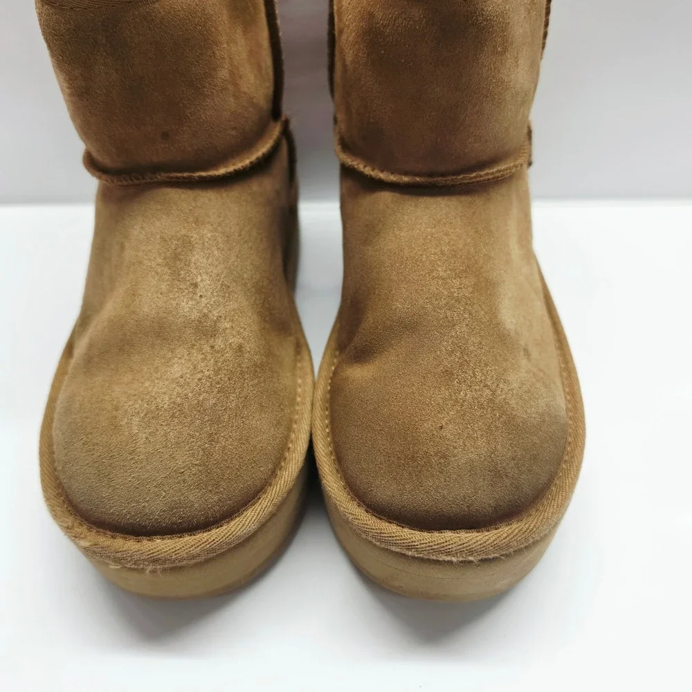 UGG Classic Mini Platform Kids Size 3 Chestnut Suede Boots 1143700K